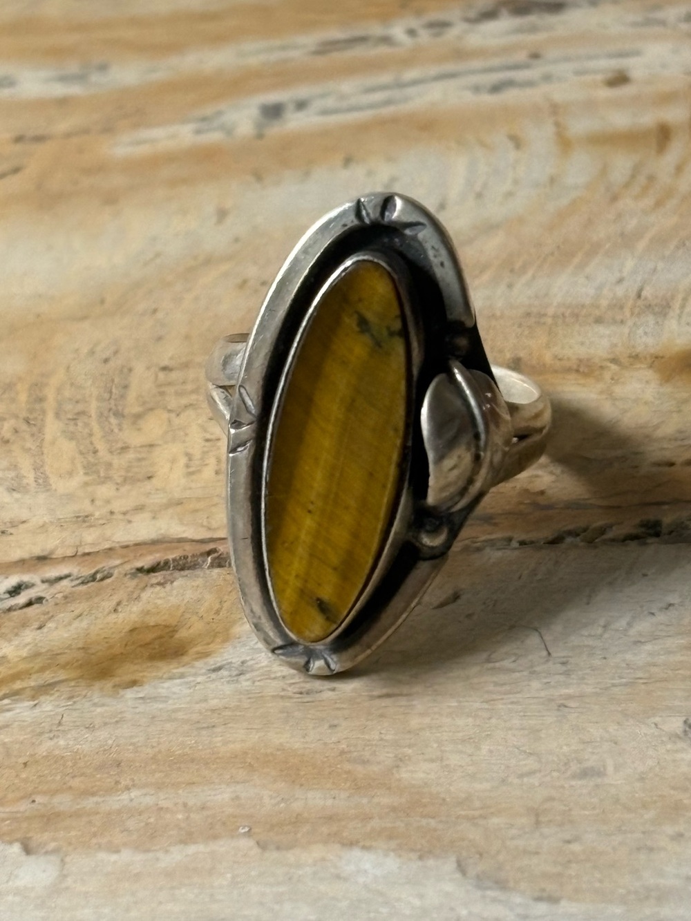 Sterling Silver Marquise Tiger's Eye Ring